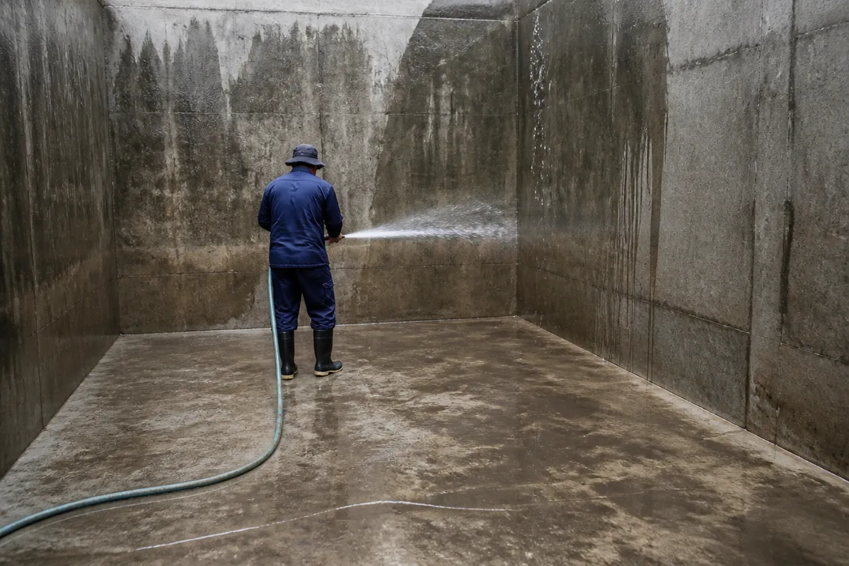 Limpieza e hipercloración de una cisterna de agua potable en una comunidad de Zaragoza