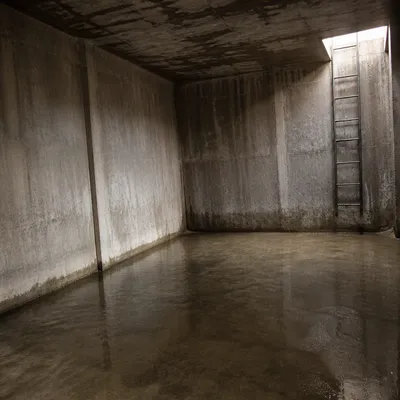 Interior de un depósito de agua potable de comunidad en Zaragoza antes de su limpieza