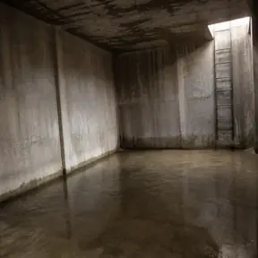 Interior de un depósito de agua potable de comunidad en Zaragoza antes de su limpieza